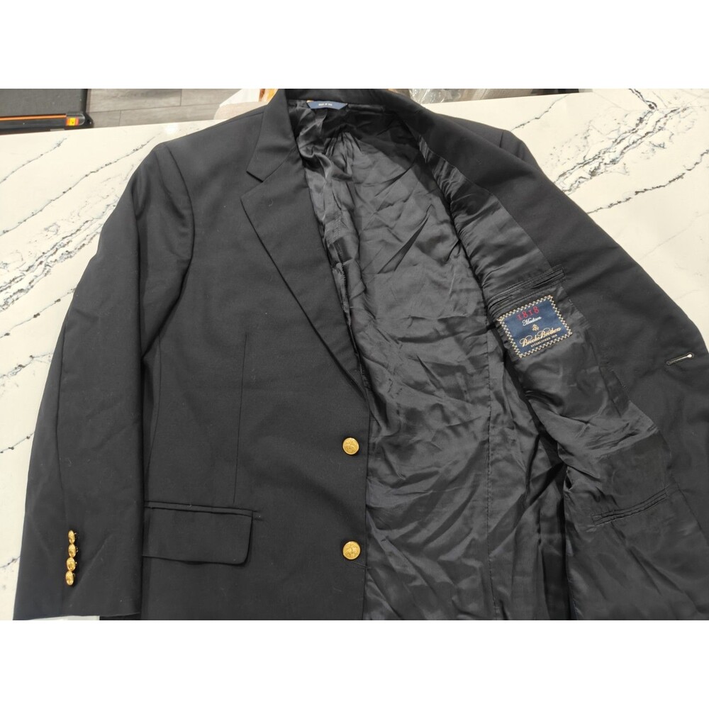 Brooks Brothers 1818 Madison Black Blazer Loro Piana Wool 41R